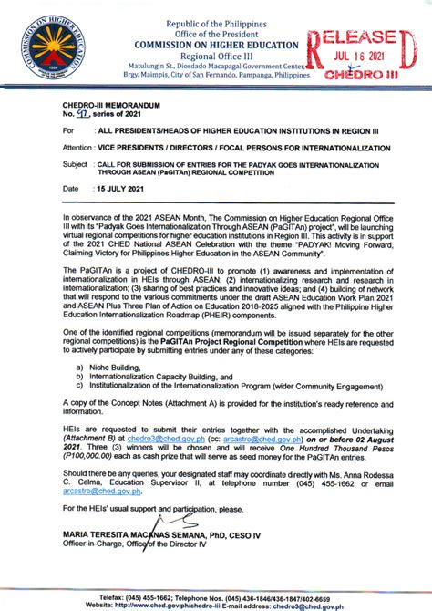 CHEDRO III Memorandum 2021 .